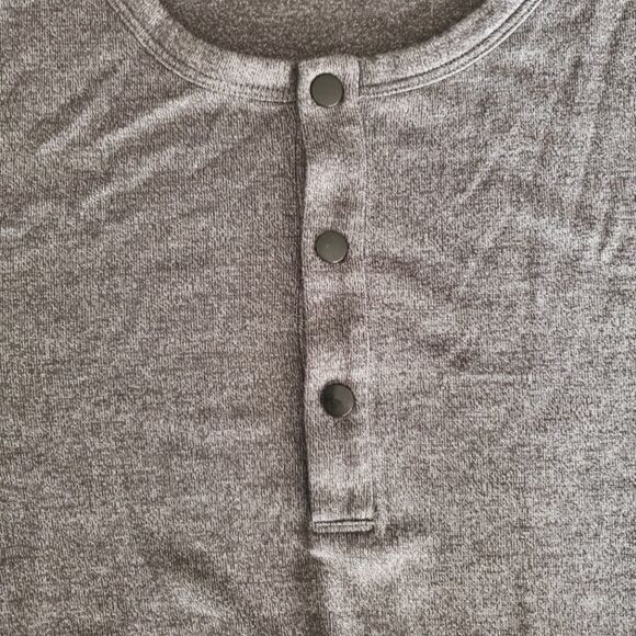 Theory Snap Henley Shirt in Modal Jersey Long Sleeve Relaxed Fit Gray Medium - Picture 2 of 11